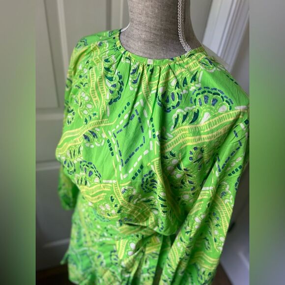 NWT RHODE Azure Top & Willow Skirt in Lime Diamond Stitch Puff Sleeve Paisley - Picture 4 of 10